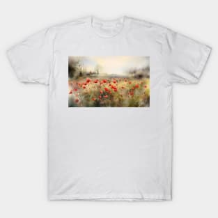 Watercolour Poppy Field T-Shirt